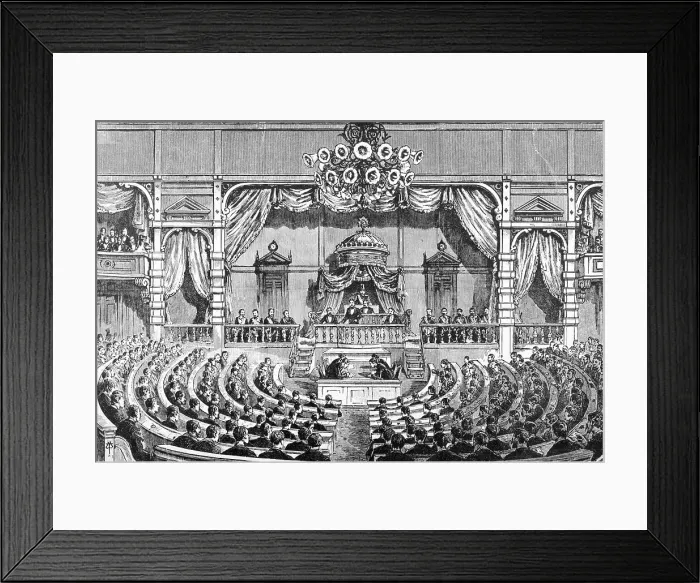 Framed Print : Engraving Of Japanese Parliament Opening Framed Print : Engraving Of Japanese Parliament Opening