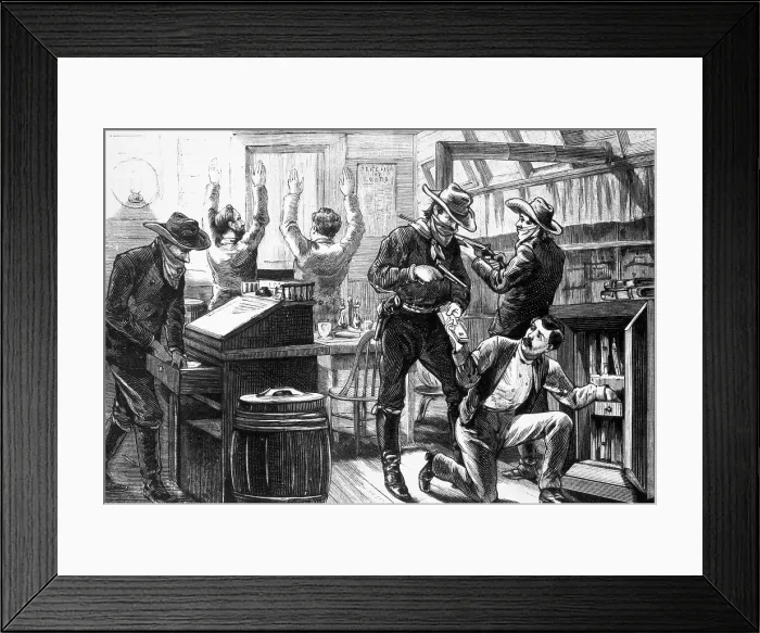 Framed Print : Illustraiton of a Holdup in a Western Store Framed Print : Illustraiton of a Holdup in a Western Store