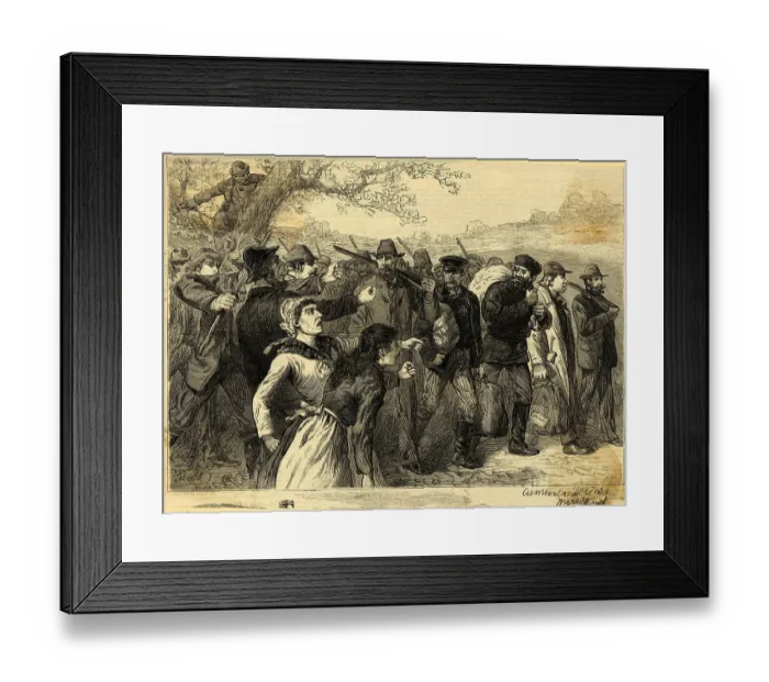 Framed Print : Miners Threaten Immigrant Strikebreakers