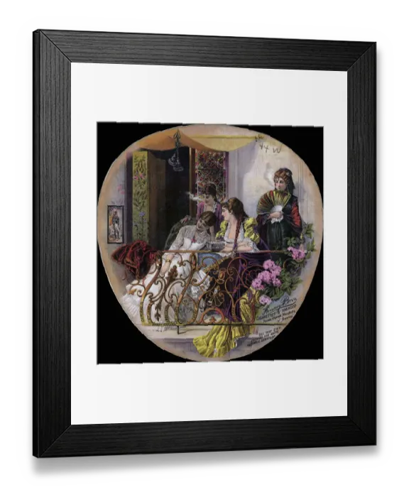 Framed Print : Ad W / Illus. Of Women On Balcony Smoking Framed Print : Ad W / Illus. Of Women On Balcony Smoking