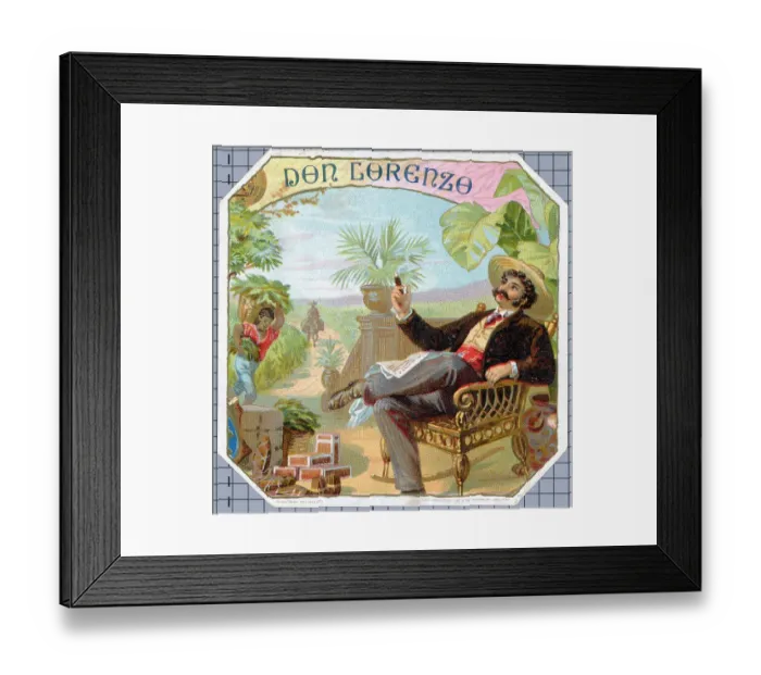 Framed Print : Design On Don Lorenzo Cigar Box W / Man Framed Print : Design On Don Lorenzo Cigar Box W / Man