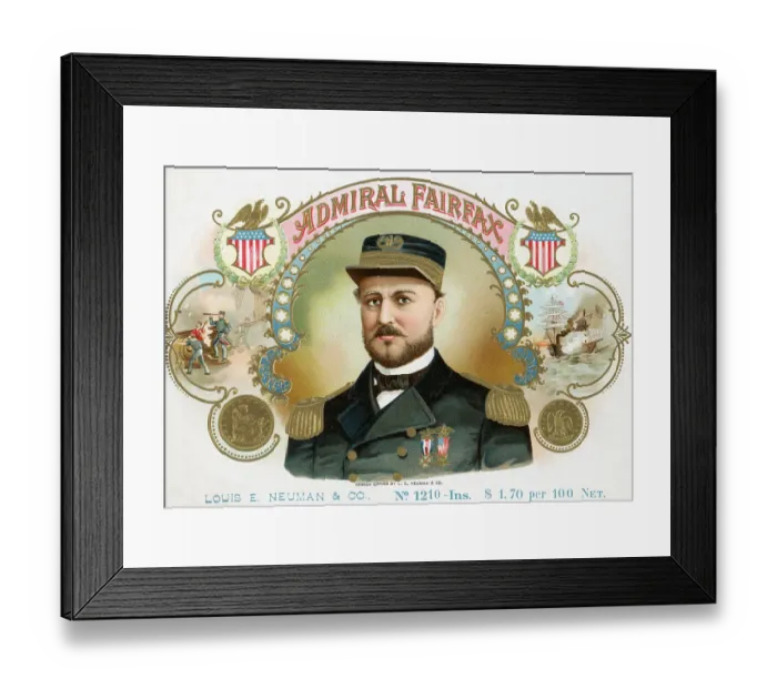 Framed Print : Admiral Fairfax Cigar Box Label Framed Print : Admiral Fairfax Cigar Box Label