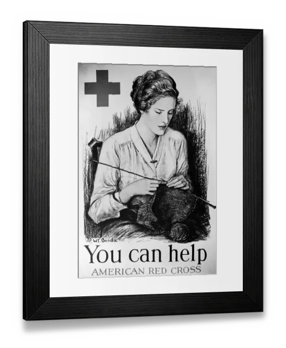 Framed Print : Wwi Red Cross Poster, Woman Knitting Framed Print : Wwi Red Cross Poster, Woman Knitting