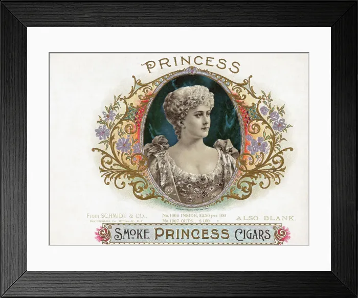 Framed Print : Princess Cigar Box W / Woman & Flowers Framed Print : Princess Cigar Box W / Woman & Flowers