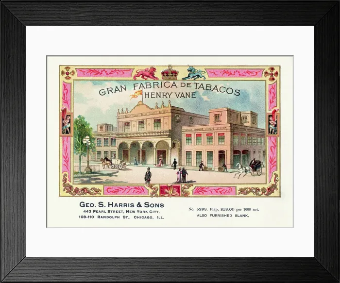 Framed Print : Tobacco Factory Exterior On Cigar Box Framed Print : Tobacco Factory Exterior On Cigar Box