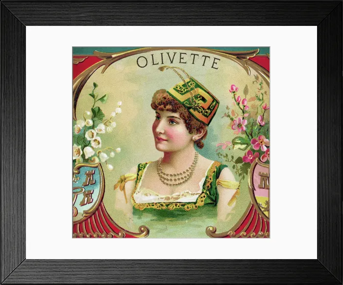 Framed Print : Olivette Cigar Box Label W / Woman Framed Print : Olivette Cigar Box Label W / Woman