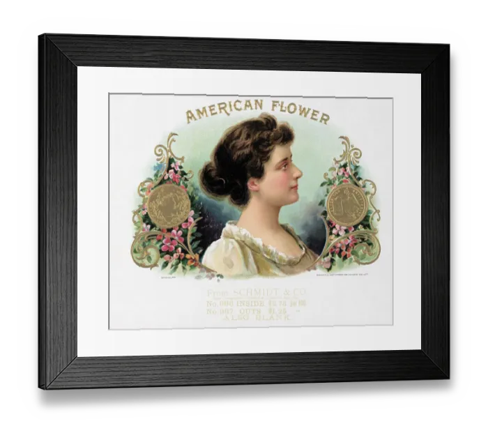 Framed Print : American Flower Cigar Box W / Woman Framed Print : American Flower Cigar Box W / Woman
