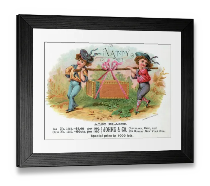 Framed Print : Natty Cigar Box Label W / Navy Boys Framed Print : Natty Cigar Box Label W / Navy Boys