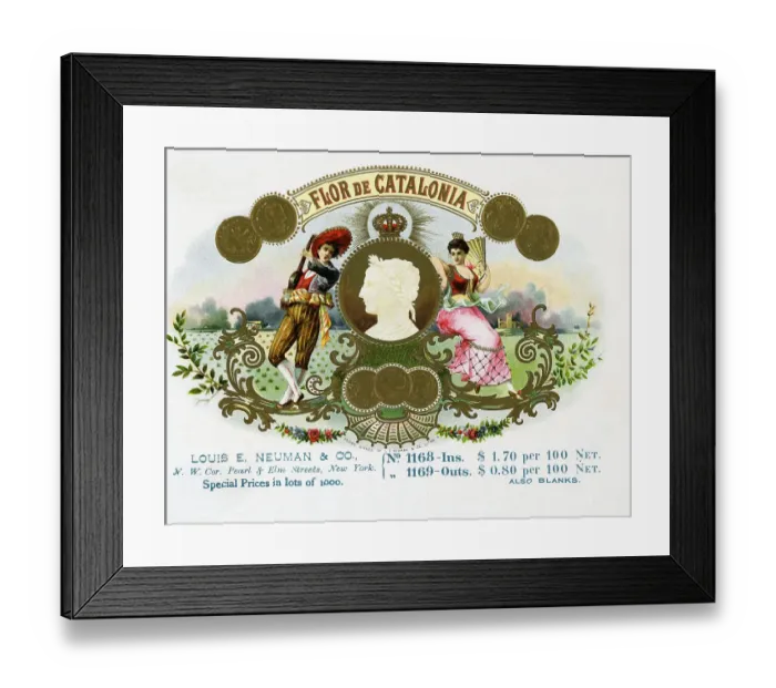 Framed Print : Seal For Flor De Catalonia Cigar Box Framed Print : Seal For Flor De Catalonia Cigar Box