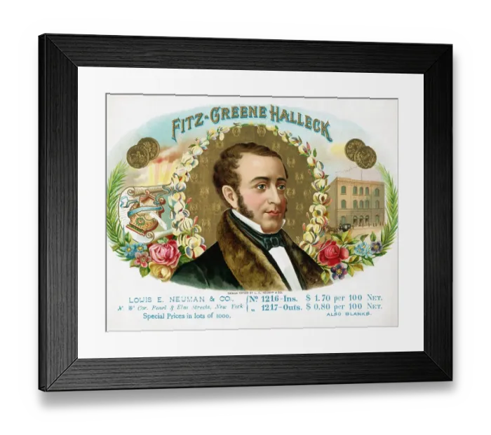 Framed Print : Fitz-Greene Halleck On Cigar Box Framed Print : Fitz-Greene Halleck On Cigar Box