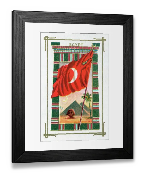 Framed Print : Ottoman Egyptian Flag W / Pyramids Framed Print : Ottoman Egyptian Flag W / Pyramids