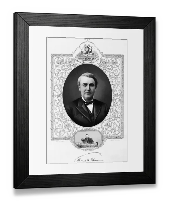 Framed Print : Engraved Portrait Of Thomas Edison Framed Print : Engraved Portrait Of Thomas Edison