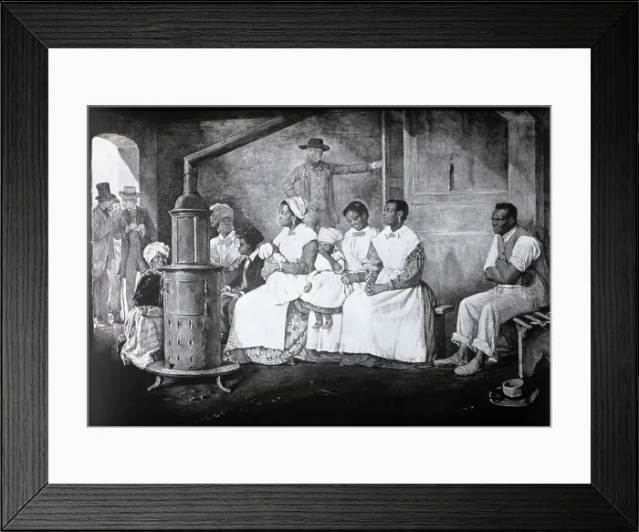 Framed Print : Illustration of Slaves Seated Around Stove Framed Print : Illustration of Slaves Seated Around Stove