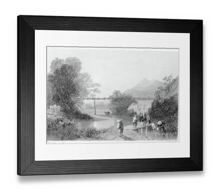 Framed Print : People On Footbridge Near Aqueduct Framed Print : People On Footbridge Near Aqueduct