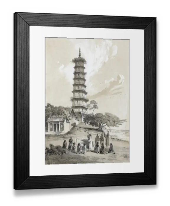 Framed Print : Illustration Of Pagoda Tower & Anchorage Framed Print : Illustration Of Pagoda Tower & Anchorage