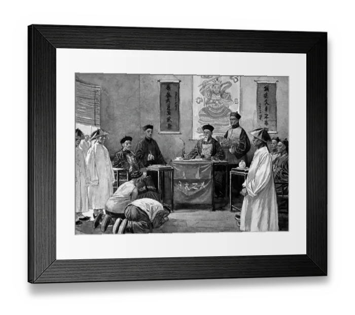 Framed Print : Chinese Men Bow To Magistrate