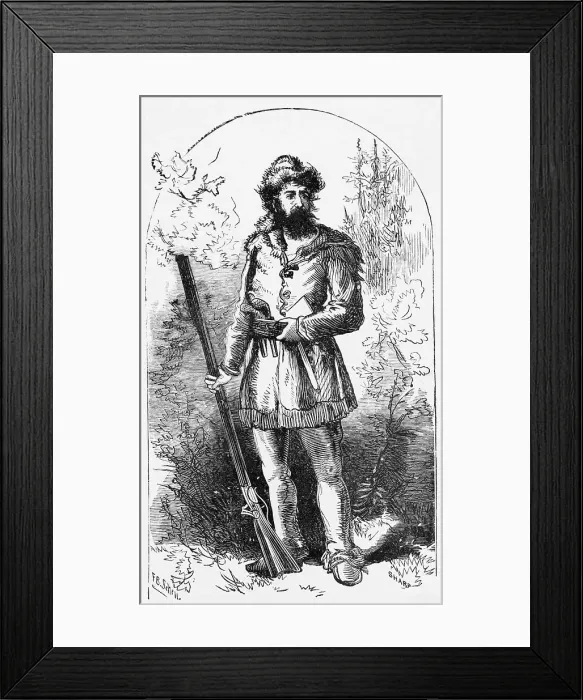 Framed Print : Engraving Of Frontiersman Holding Rifle Framed Print : Engraving Of Frontiersman Holding Rifle