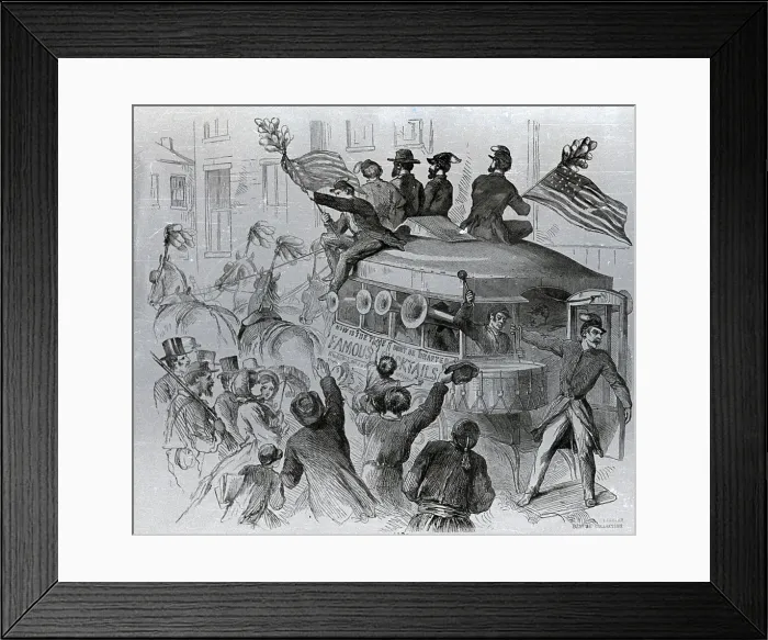 Framed Print : Recruiting For Regiment; Trooley Car
