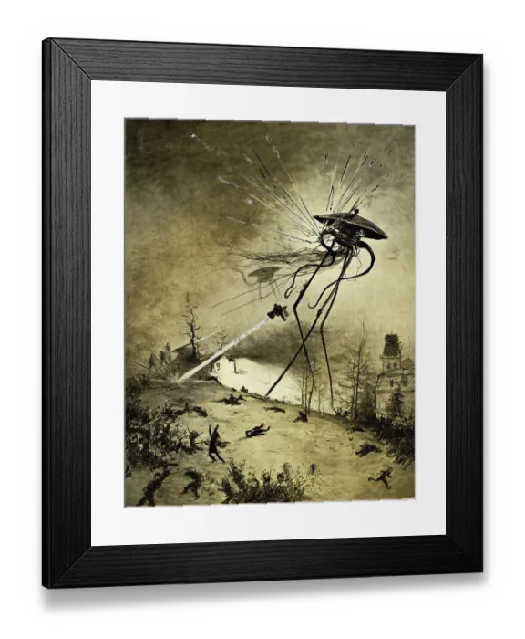 Framed Print : Illustration of a Martian Fighting Machine Attacking Humans by Alvim Correa Framed Print : Illustration of a Martian Fighting Machine Attacking Humans by Alvim Correa