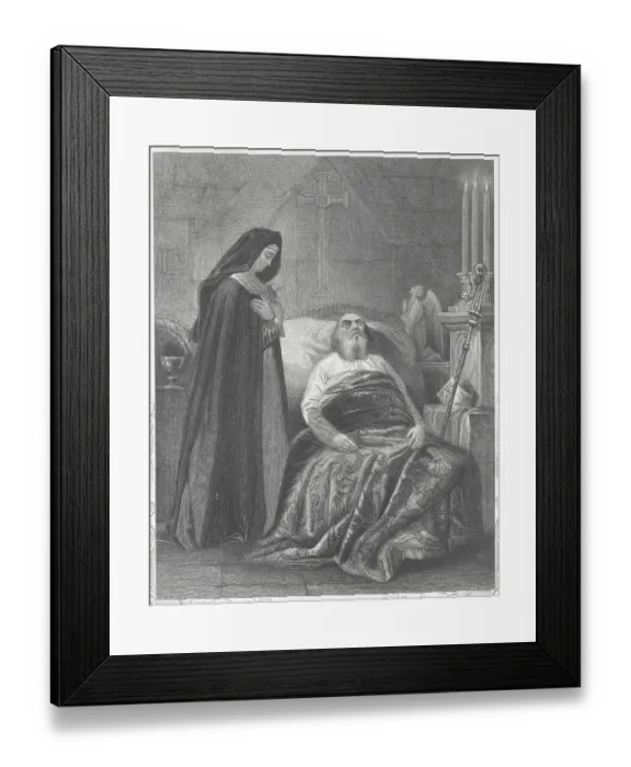Framed Print : Saint Patrick Dying with Nun at Bedside Framed Print : Saint Patrick Dying with Nun at Bedside