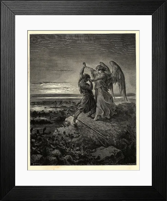 Framed Print : Jacob Wrestling with the Angel Illustration Framed Print : Jacob Wrestling with the Angel Illustration