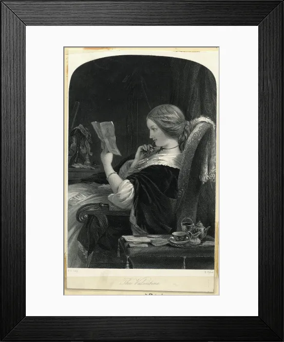 Framed Print : Woman Reading A Valentine'S Day Card Framed Print : Woman Reading A Valentine'S Day Card
