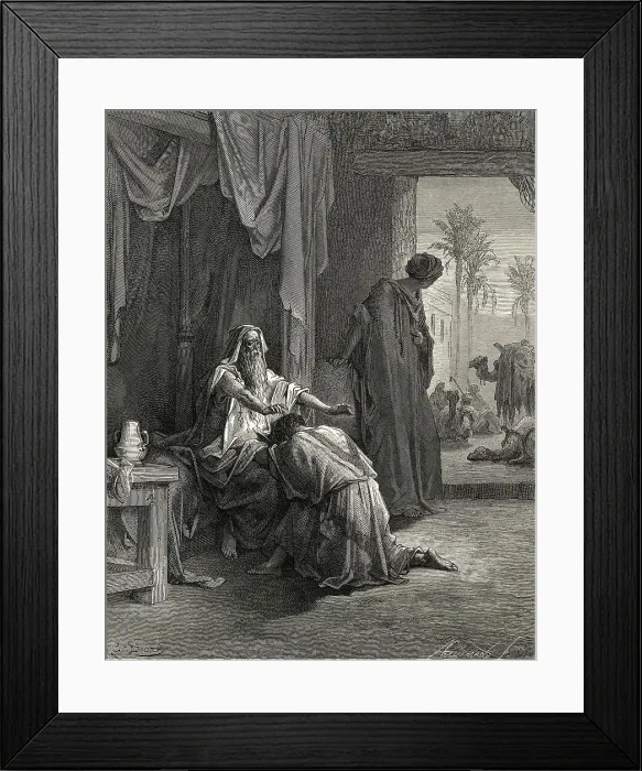 Framed Print : Isaac Blessing Jacob Illustration Framed Print : Isaac Blessing Jacob Illustration