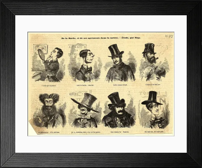 Framed Print : Illustration of Various Facial Hair Styles Framed Print : Illustration of Various Facial Hair Styles