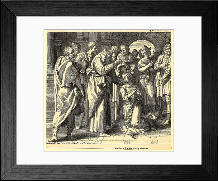 Framed Print : Illustration of Samuel Anointing David Framed Print : Illustration of Samuel Anointing David