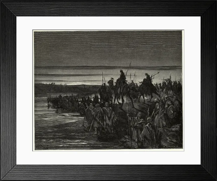 Framed Print : Illustration of Israelites Crossing Jordan River Framed Print : Illustration of Israelites Crossing Jordan River