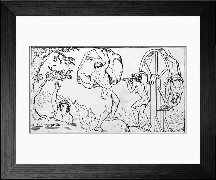Framed Print : Tantalus, Sisyphus And Ixion / Illustration Framed Print : Tantalus, Sisyphus And Ixion / Illustration