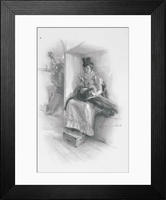 Framed Print : Woman Warming Her Feet on Foot Stove Framed Print : Woman Warming Her Feet on Foot Stove