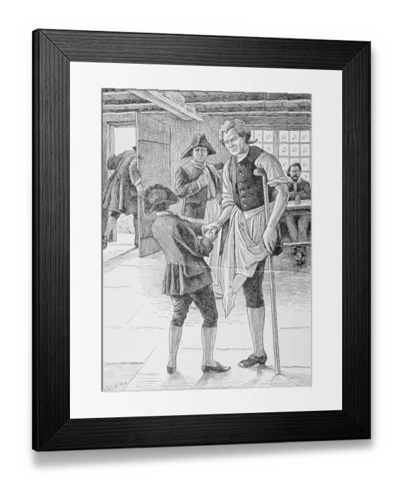Framed Print : Illustration of Jim Hawkins and Long John Silver Framed Print : Illustration of Jim Hawkins and Long John Silver