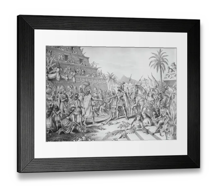Framed Print : Entrance of Cortez into Mexico Lithograph Framed Print : Entrance of Cortez into Mexico Lithograph