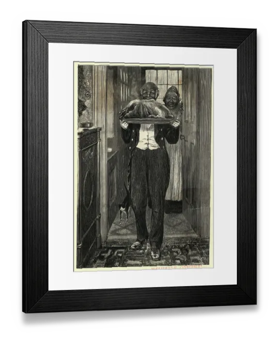 Framed Print : Butler And Maid Serving A Turkey