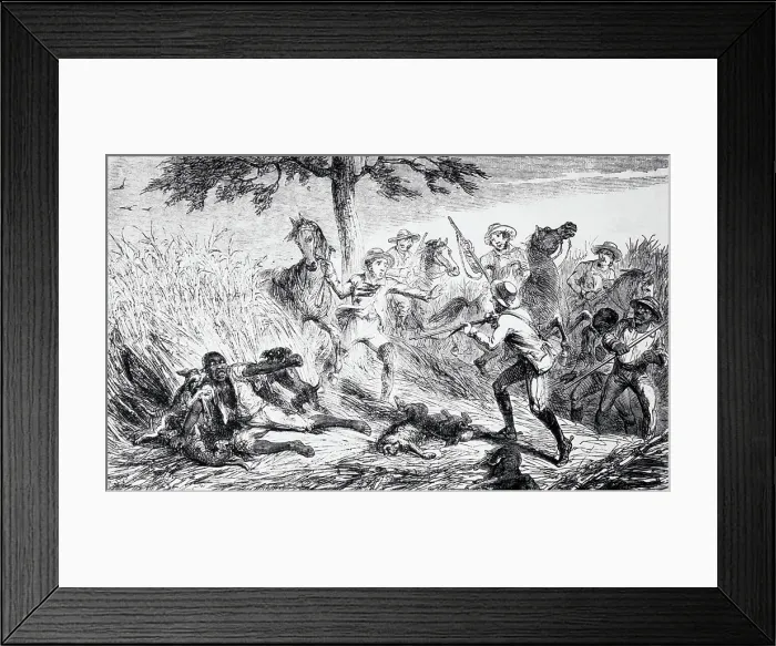 Framed Print : Illustration of Men Hunting Deer Framed Print : Illustration of Men Hunting Deer