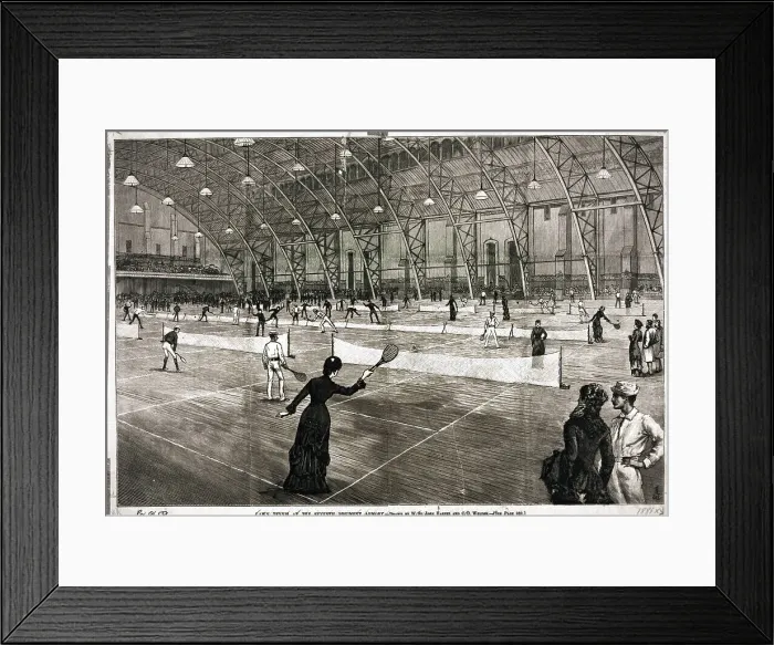 Framed Print : Illustration of Indoor Lawn Tennis Framed Print : Illustration of Indoor Lawn Tennis