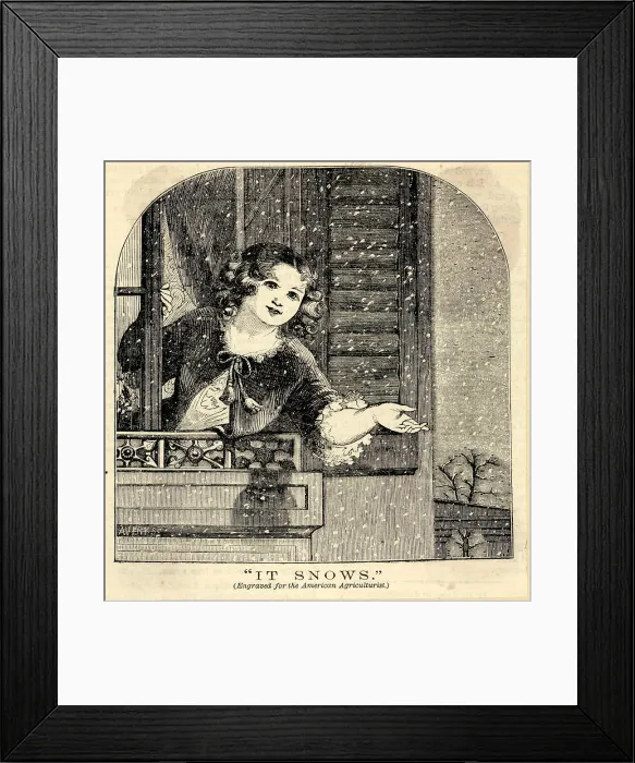 Framed Print : A Woman Leaning Out Of House For Snow Framed Print : A Woman Leaning Out Of House For Snow