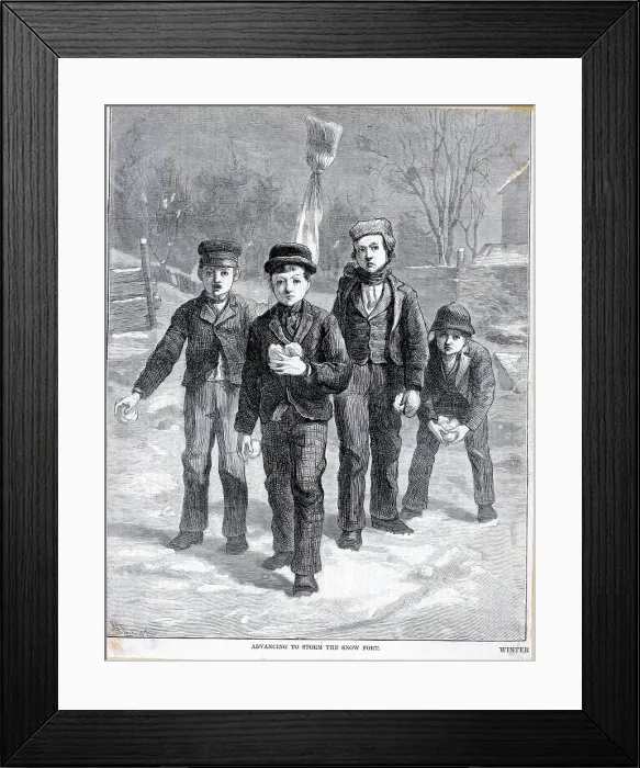 Framed Print : Boys Preparing for a Snowball Fight Framed Print : Boys Preparing for a Snowball Fight