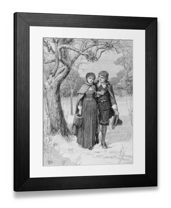 Framed Print : Couple Under Mistletoe Outside Framed Print : Couple Under Mistletoe Outside