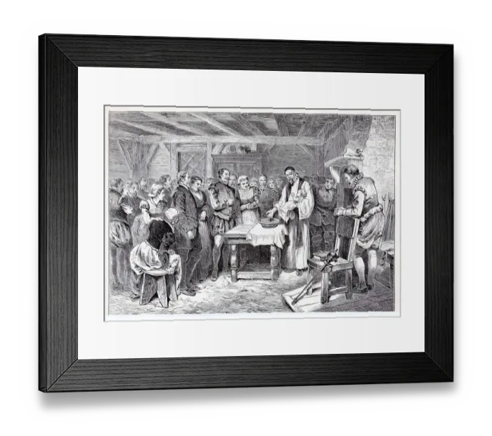 Framed Print : Illustration Depicting the Baptism of Virginia Dare Framed Print : Illustration Depicting the Baptism of Virginia Dare