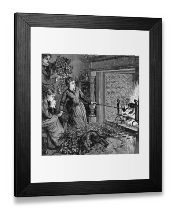 Framed Print : Stoking the Fire at Christmastime Framed Print : Stoking the Fire at Christmastime