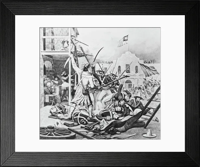 Framed Print : 19th-Century Illustration of the Battle at the Alamo Framed Print : 19th-Century Illustration of the Battle at the Alamo