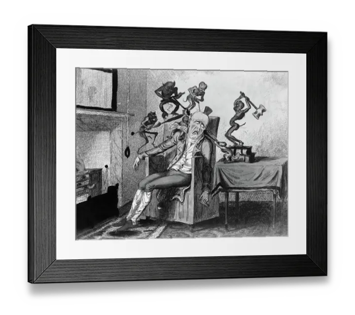 Framed Print : The Headache By Cruikshank Framed Print : The Headache By Cruikshank