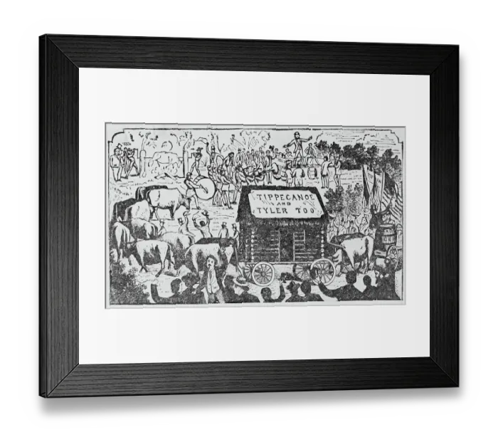 Framed Print : Illustration Showing Various Components of an Early American Political Barbecue Framed Print : Illustration Showing Various Components of an Early American Political Barbecue