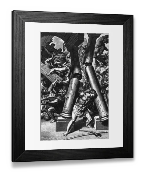 Framed Print : Illustration Depicting Samson Destroying Temple