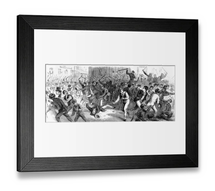 Framed Print : Crowd Rioting in Street Framed Print : Crowd Rioting in Street