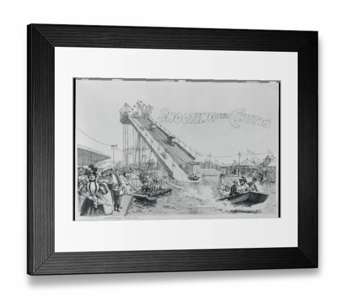 Framed Print : Illustration Depicting Amusement Park Scene Framed Print : Illustration Depicting Amusement Park Scene