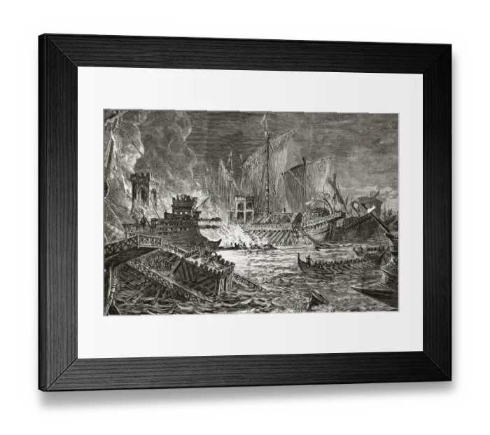 Framed Print : Illustration of the Battle of Actium Framed Print : Illustration of the Battle of Actium