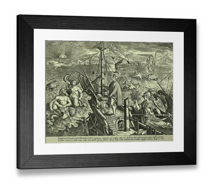 Framed Print : Illustration of Amerigo Vespucci at Sea Framed Print : Illustration of Amerigo Vespucci at Sea